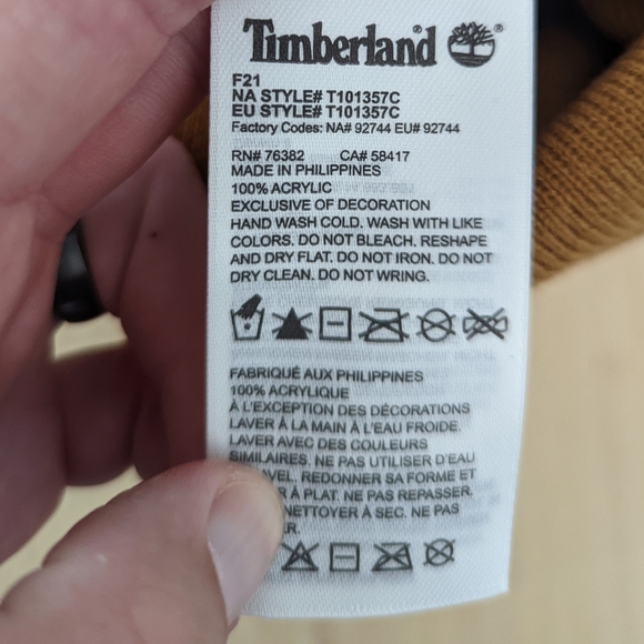 Timberland Cuffed Color Block Knit Beanie One Size Black Wheat Brown - Picture 7 of 7